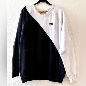 Aviator Nation colorblock Glider long sleeve sweatshirt pockets XL black white